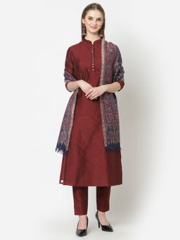 WEAVERS VILLA - Womens Navy Blue Kalam Kaari Shawl