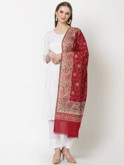 WEAVERS VILLA - Womens Maroon Woven Shawl