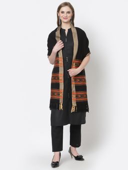 WEAVERS VILLA - Womens Black Kullu Shawl