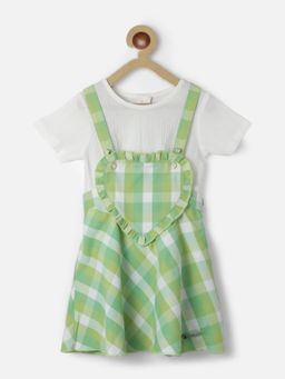 Nautinati - Girls Multicolor Checkered Top With Pinafore (Set of 2)