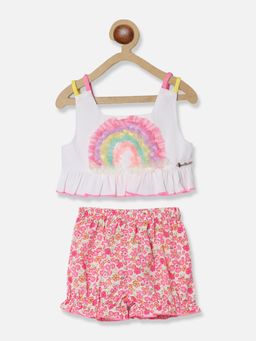 Nautinati - Girls Shoulder Strapped Top With Shorts (Set of 2)