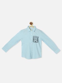 Nautinati - Boys Sky Blue Solid Pure Cotton Full Sleeves Casual Shirt