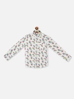Nautinati - Boys Multicolor Graphic Printed Pure Cotton Full Sleeves Casual Shirt