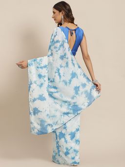 Akhilam - Poly Silk Blue Embellished Celebrity Saree With Unstitched Blouse