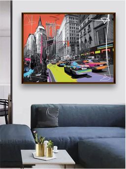 The Art House - Orange Blue Abstract Painting Wall Art