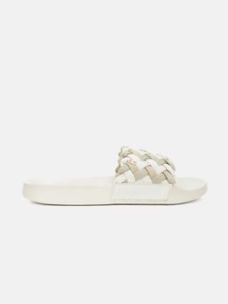 Tommy Hilfiger - Women Off White Cotton Sliders