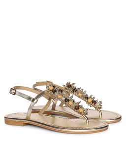 Saint G - Womens Gold Leather Sandals