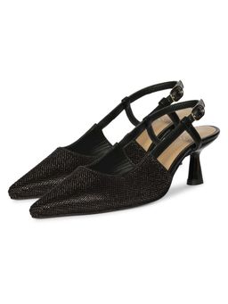 Saint G - Women Crystal Glimmer Slingback Black Kitten Heels