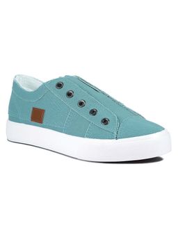 London Rag - Women Blue Raw Trim Solid Canvas Sneakers