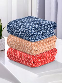 Kuber Industries - 280 GSM Microfibre Bath Towel Circle - Red, Golden & Blue (Pack of 3)