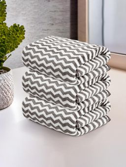 Kuber Industries - Microfiber Soft Face Towels for Women and Men Zig Zag - Grey (Pack of 2)