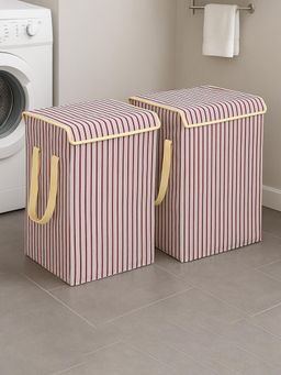 Kuber Industries - 75 LTR Foldable Laundry Bag for Clothes with Lid Lining Maroon (Pack of 2)