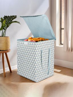 Kuber Industries - 75 LTR Foldable Laundry Bag for Clothes with Lid Triangular Grey