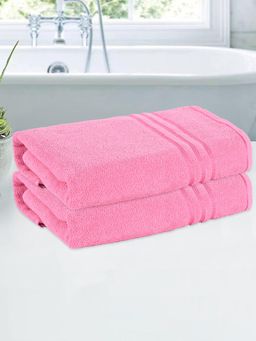 Kuber Industries - Cotton 144 GSM Unisex Plain Lining Bath Towel Pink (Pack of 2)