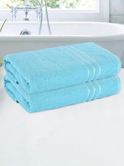 Kuber Industries - Cotton 144 GSM Unisex Plain Lining Bath Towel Sky Blue (Pack of 2)