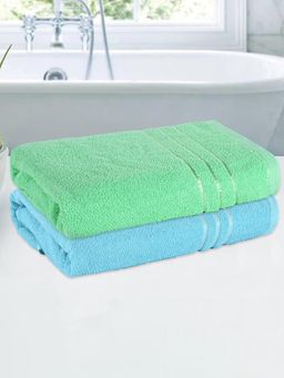 Kuber Industries - Cotton 144 GSM Plain Lining Towel Sky Blue & Green (Pack of 2)