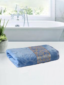 Kuber Industries - 450 GSM Soft Cotton Unisex Bathing Towels Velvet Blue