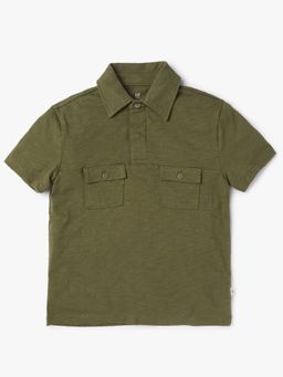 GAP - Olive Half Sleeves Button Fly Polo T-Shirt