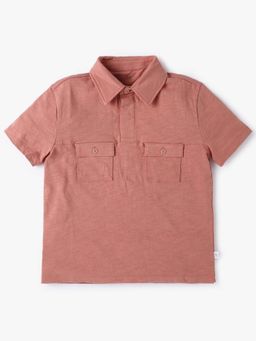GAP - Peach Half Sleeves Button Fly Polo T-Shirt