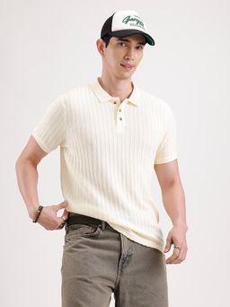WROGN - Textured Slim Fit Polo T-Shirt Beige