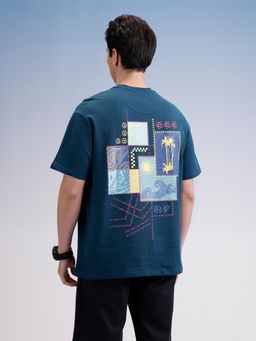 WROGN - Oversized Back Printed T-Shirt Teal