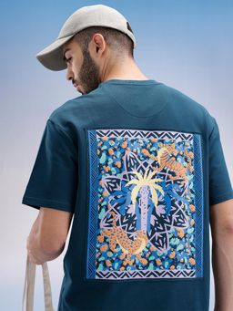 WROGN - Oversized Fit Puffer Back Printed T-Shirt Teal