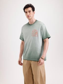 WROGN - Washed Puff Printed Oversized T-Shirt Olive