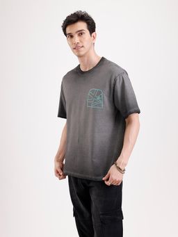 WROGN - Washed Puff Printed Oversized T-Shirt Black