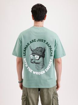 WROGN - Classic Oversized Back Printed T-Shirt Green