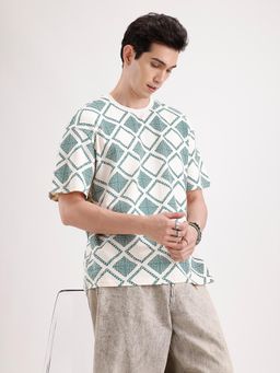 WROGN - Classic Oversized Textured Aop T-Shirt Green