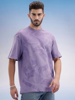 WROGN - Oversized Front Printed T-Shirt Purple
