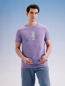 WROGN - Slim Fit Classic Embroidered T-Shirt Purple