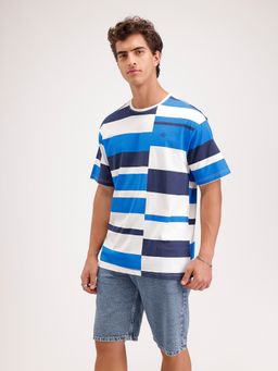 WROGN - Oversized Pannel Printed T-Shirt Blue