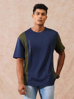 WROGN - Cut and Sew Oversized T-Shirt Navy Blue