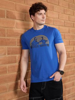 WROGN - Flock Printed Slim Fit T-Shirt Blue