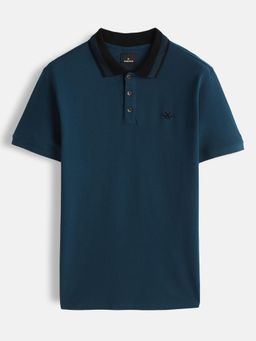 WROGN - Jacquard Collar Pique Polo T-Shirt Teal