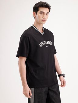WROGN - Oversized Contrast Collar T-Shirt Black