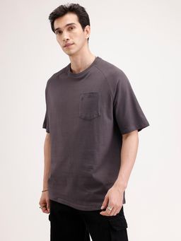 WROGN - Solid Oversized Patch Pocket T-Shirt Dark Grey