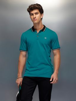 WROGN - Classic Tipping Collar Polo T-Shirt Teal