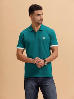 WROGN - Solid Slim Fit Polo T-Shirt Teal