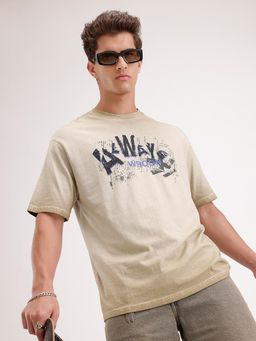 WROGN - Oversized Washed Placement Printed T-Shirt