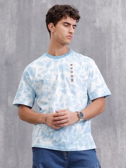 WROGN - Tie-Dye Oversized Fit Cotton T-Shirt Blue