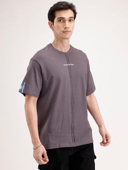 WROGN - Oversized Textured Cut and Sew T-Shirt Dark Grey