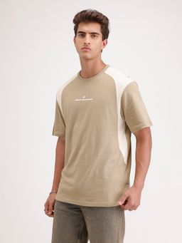 WROGN - Oversized Cut and Sew T-Shirt Beige