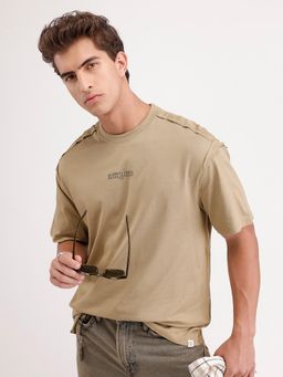 WROGN - Oversized Placement T-Shirt Beige