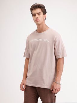 WROGN - Oversized Placement Printed T-Shirt Brown