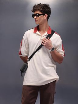 WROGN - Cut and Sue Oversized Polo T-Shirt Beige