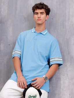 WROGN - Oversized Fit Polo T-Shirt Blue