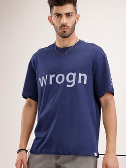 WROGN - Oversized Placement T-Shirt Blue