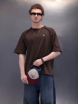 WROGN - Cut and Sue Oversized T-Shirt Dark Brown